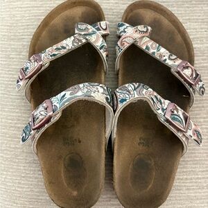 Kids Birkenstocks- Floral Patterned Sandals with Buckles
